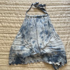 American Eagle Blue Tie-dye Halter Tank